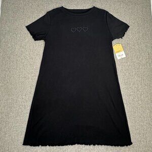 NEW! Thereabouts Girls Hearts Dress Black M‎ 10/12 Cotton Blend $26 Lettuce Edge